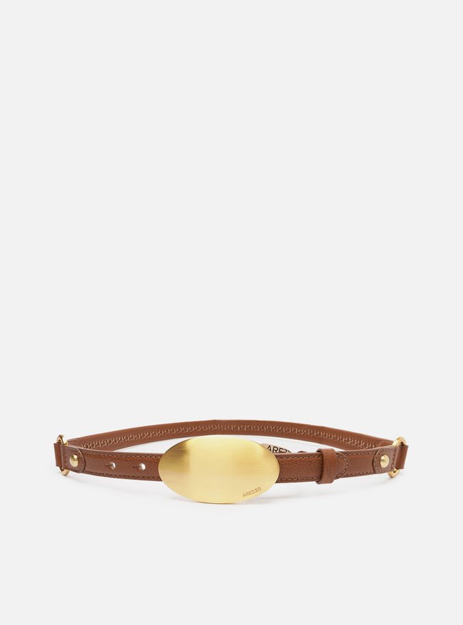 Cinto Marrom Couro Fivela Maxi Metal