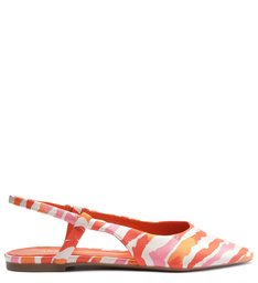 Sapatilha Multicolorida Couro Bico Fino Slingback