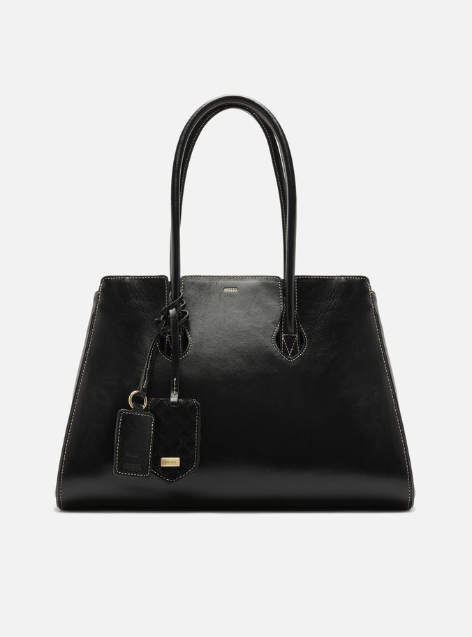 Bolsa Shopping Preta Couro Heritage Grande