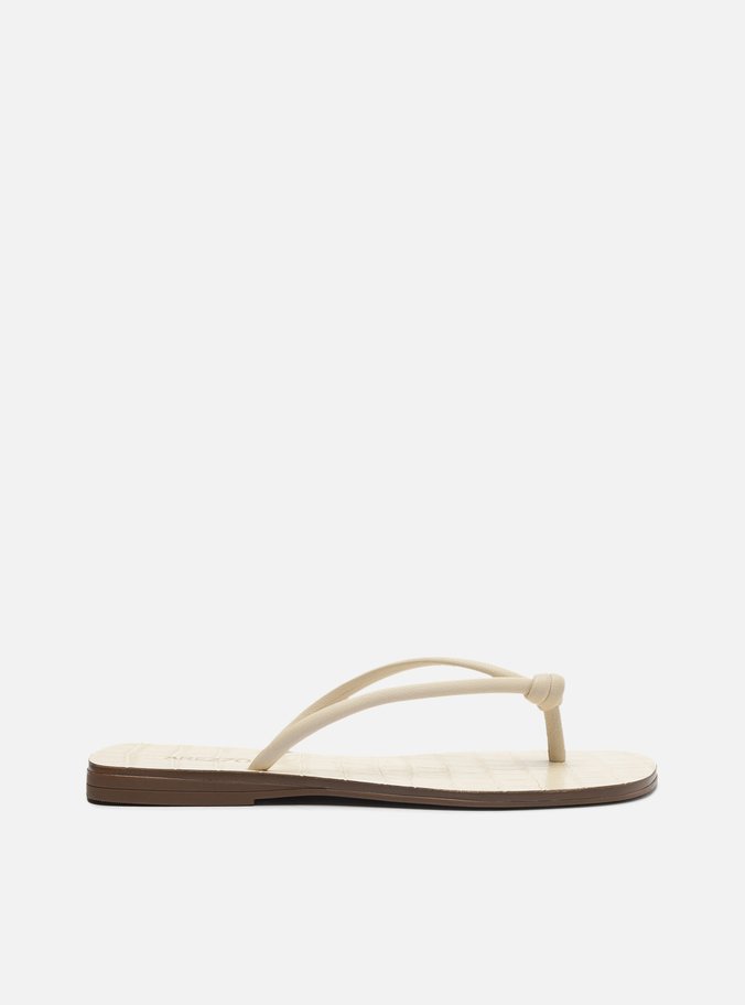 Sandália Rasteira Off-White Couro Croco