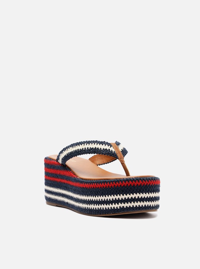 Tamanco Marrom Flatform Tecido Mix