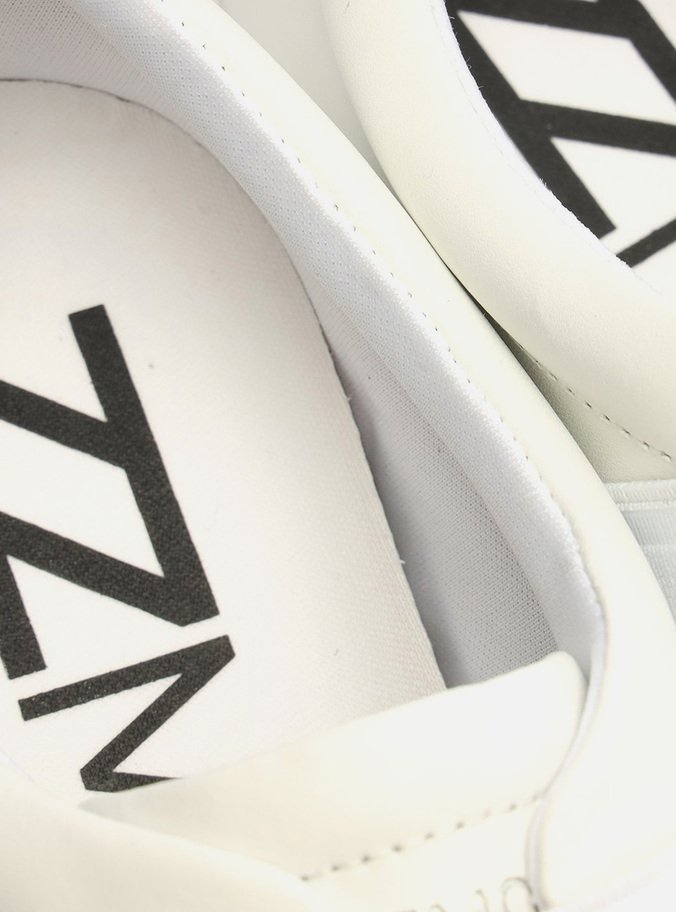 Slip On Branco Couro Flatform Elásticos