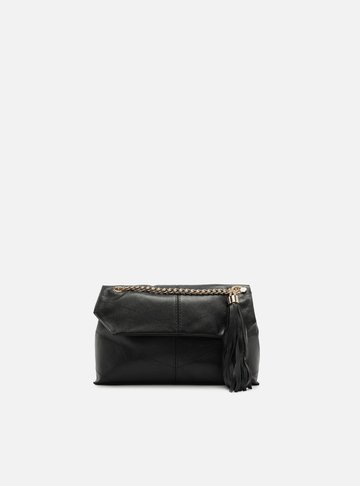 Bolsa Tiracolo Preta Couro Pequena Barbicacho