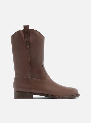 Bota Marrom Couro Cano Médio Alicia