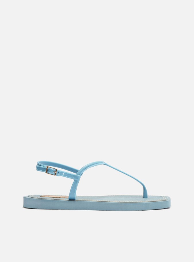 Sandália Rasteira Azul Jeans Slim Square Brizza