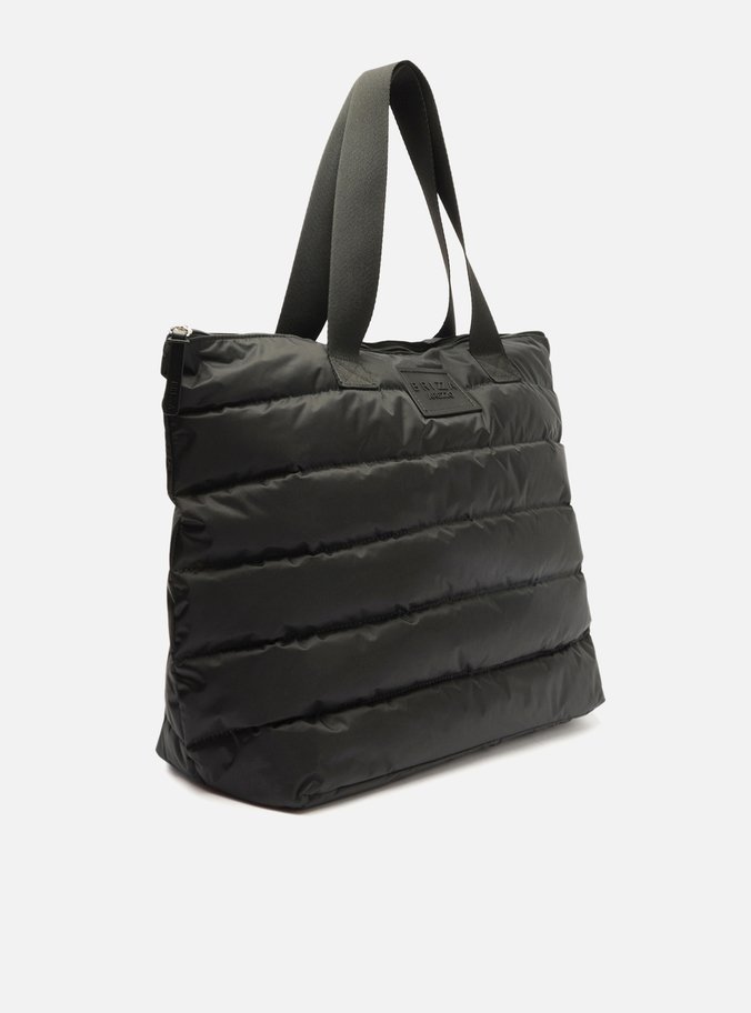 Bolsa Shopping Preta Nylon Puffer Grande