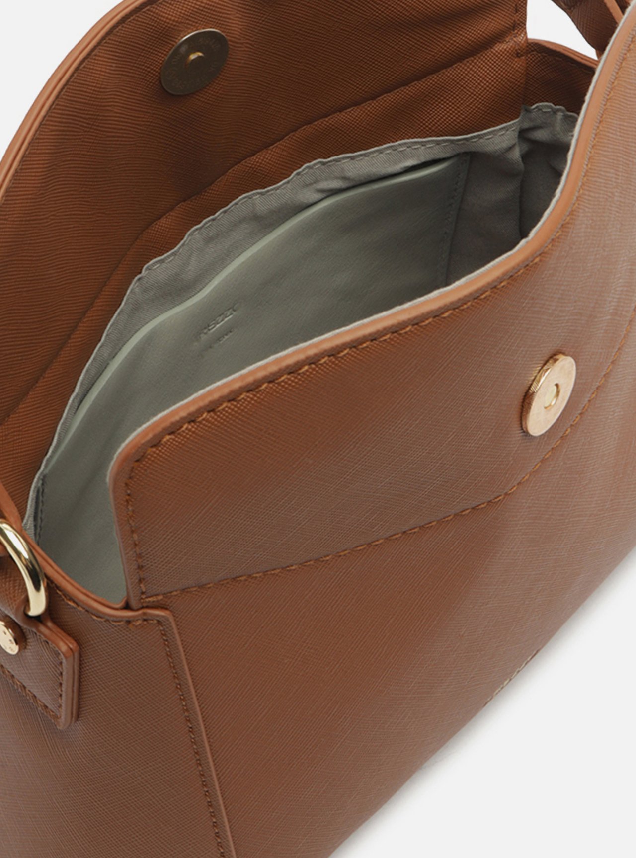 Bolsa Tiracolo Marrom Média Metais — foto 4