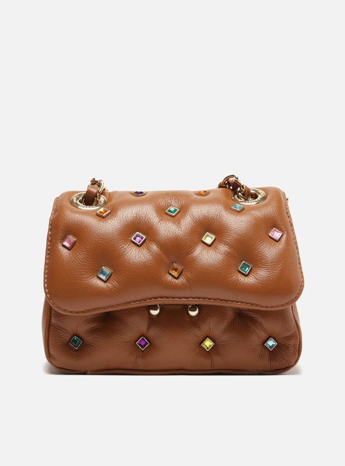 Bolsa Tiracolo Marrom Couro Mizz Stones Pequena