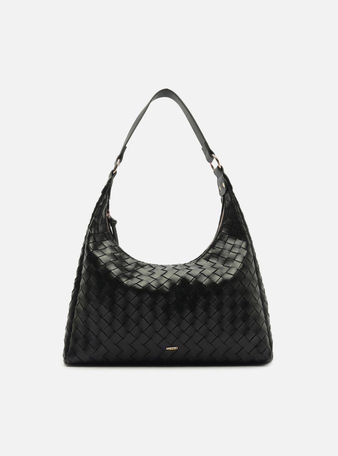 Bolsa Hobo Preta Tressê Média Alça