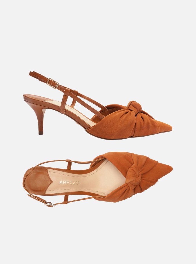 Scarpin Marrom Suede Salto Médio Aberto