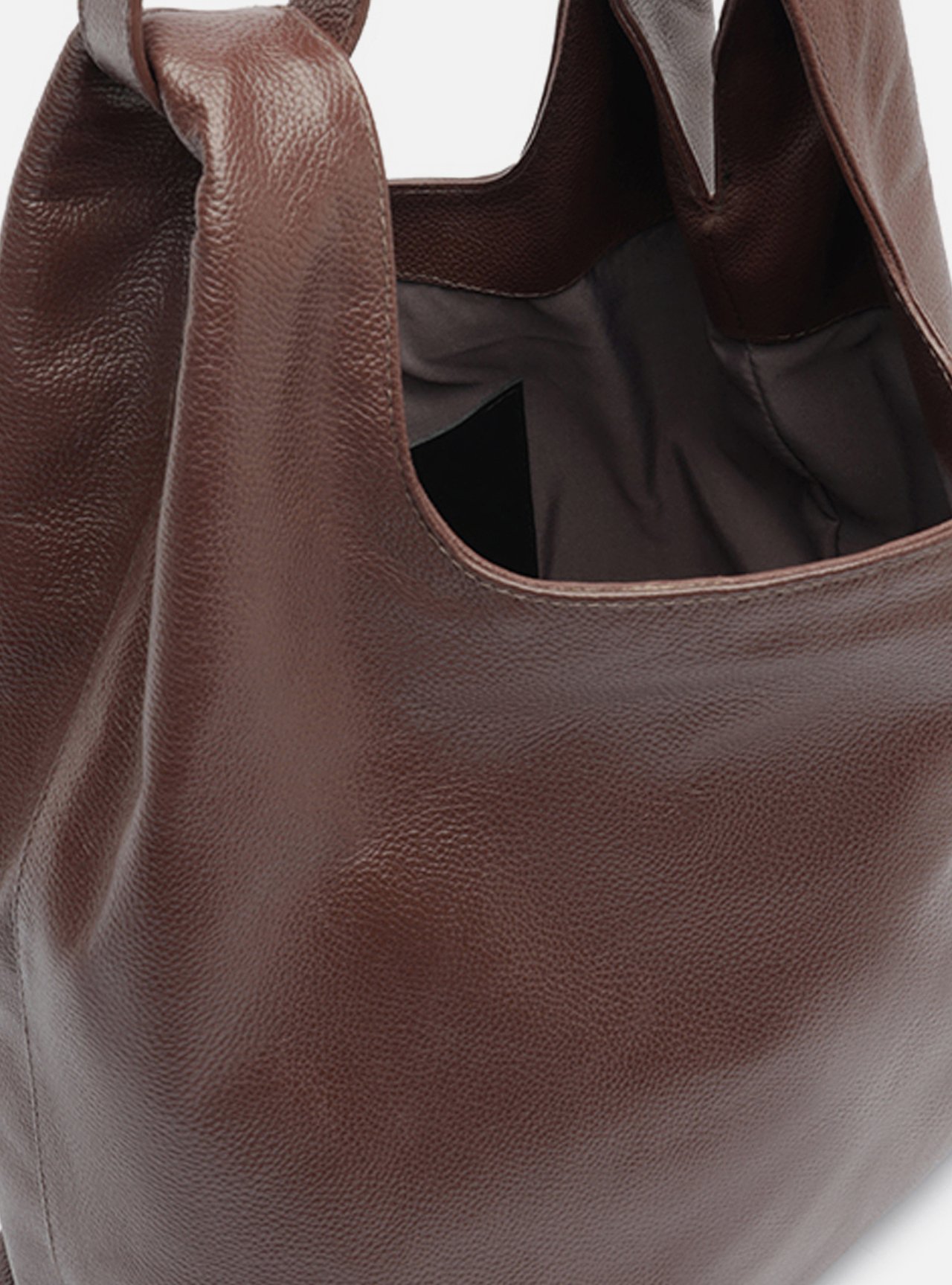 Bolsa Hobo Marrom Couro Média — foto 4