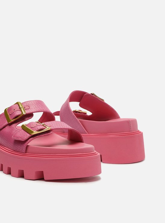 Sandália Papete Rosa Flatform Tratorada