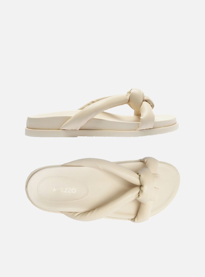 Sandália Rasteira Off-White Tiras Pillow