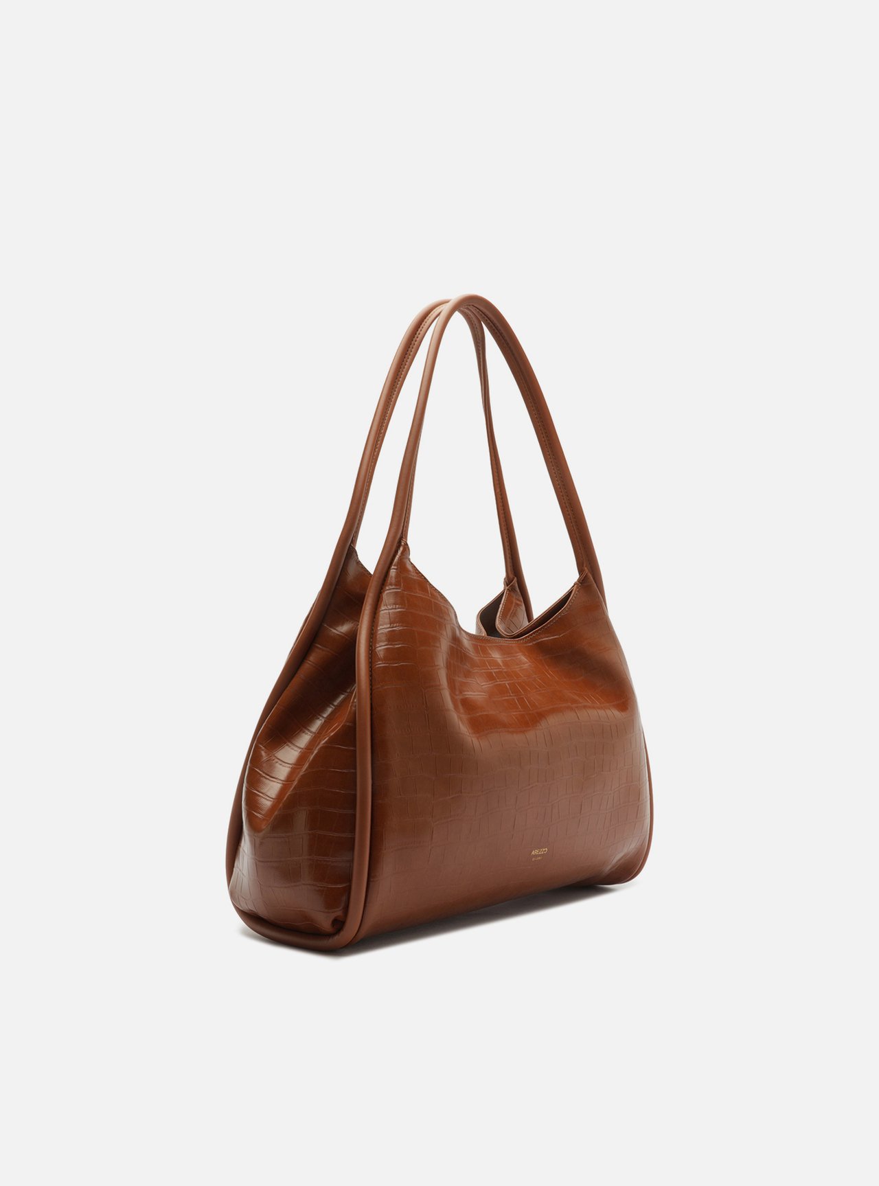 Bolsa Hobo Marrom Média Croco — foto 2