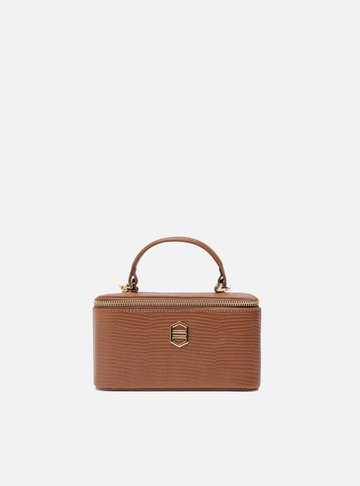 Arezzo — Bolsa Tiracolo Marrom Couro Pequena Croco Corrente