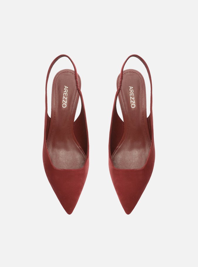 Scarpin Vermelho Nobuck Salto Baixo Helena