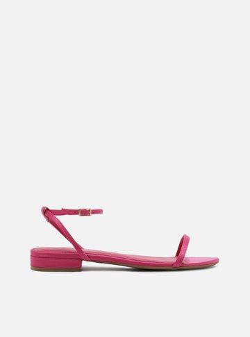 Sandália Rasteira Rosa Minimalista Preta