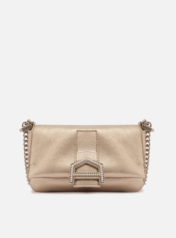 Bolsa Tiracolo Dourada Couro Detalhe Pequena