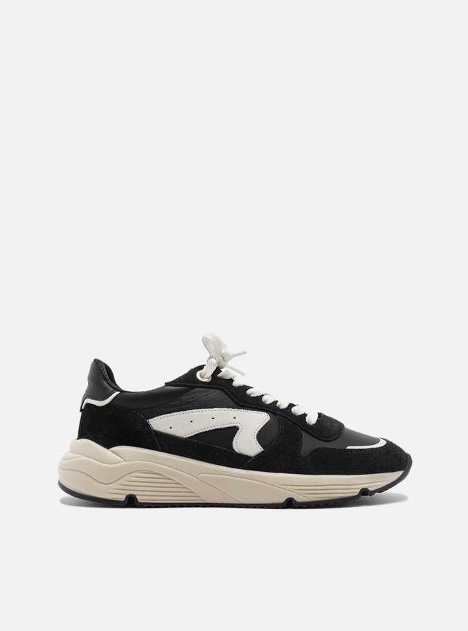Tênis Preto Couro Esportivo Branco Tag