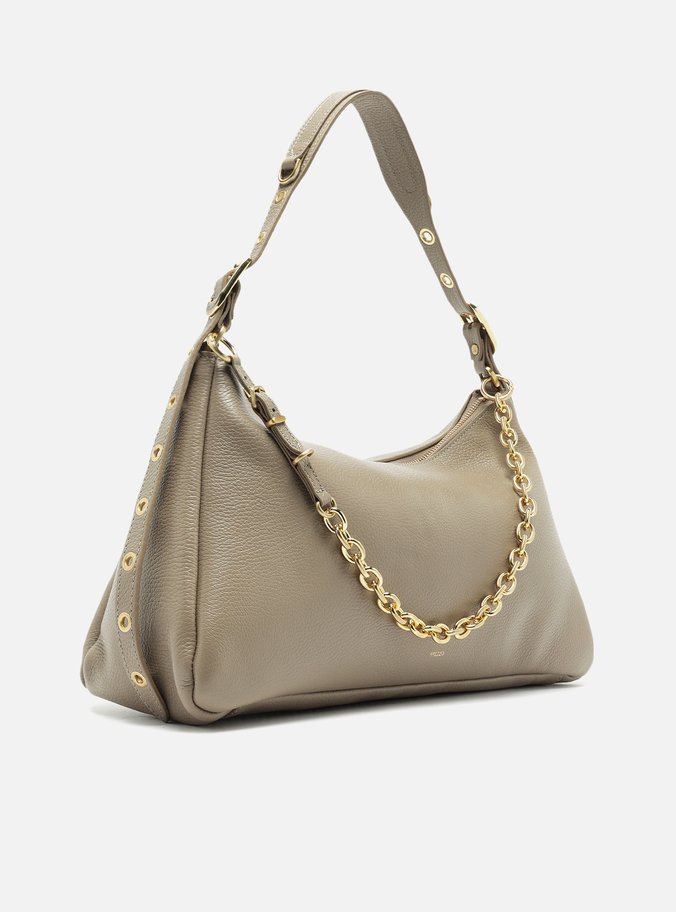 Bolsa Tiracolo Cinza Couro Grande Bag Charm
