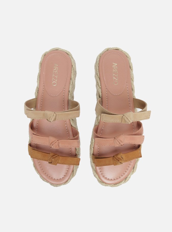 Sandália Marrom Nobuck Flatform Corda Nós