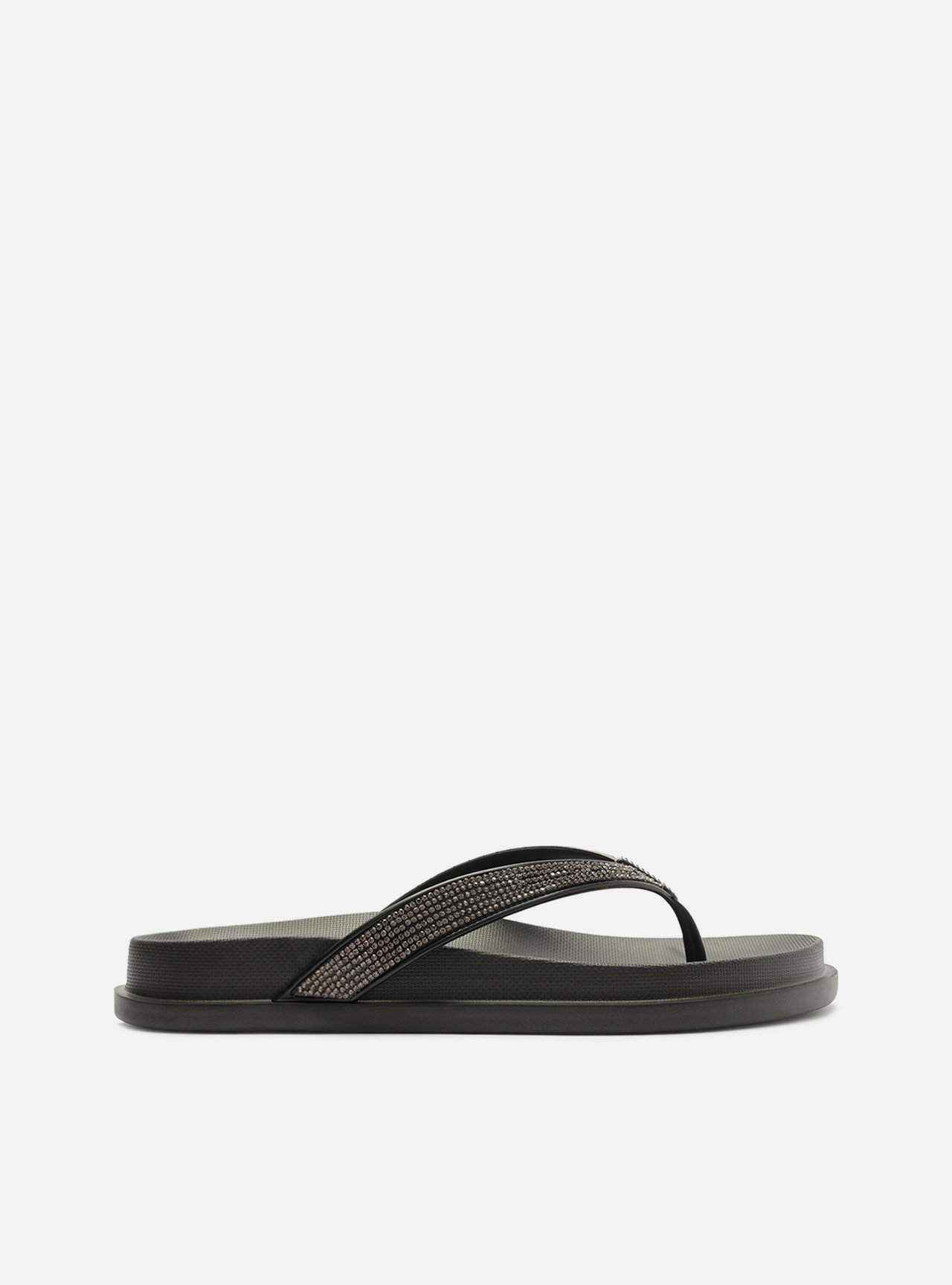Chinelo de Dedo Preto Strass Lara Brizza — foto 3