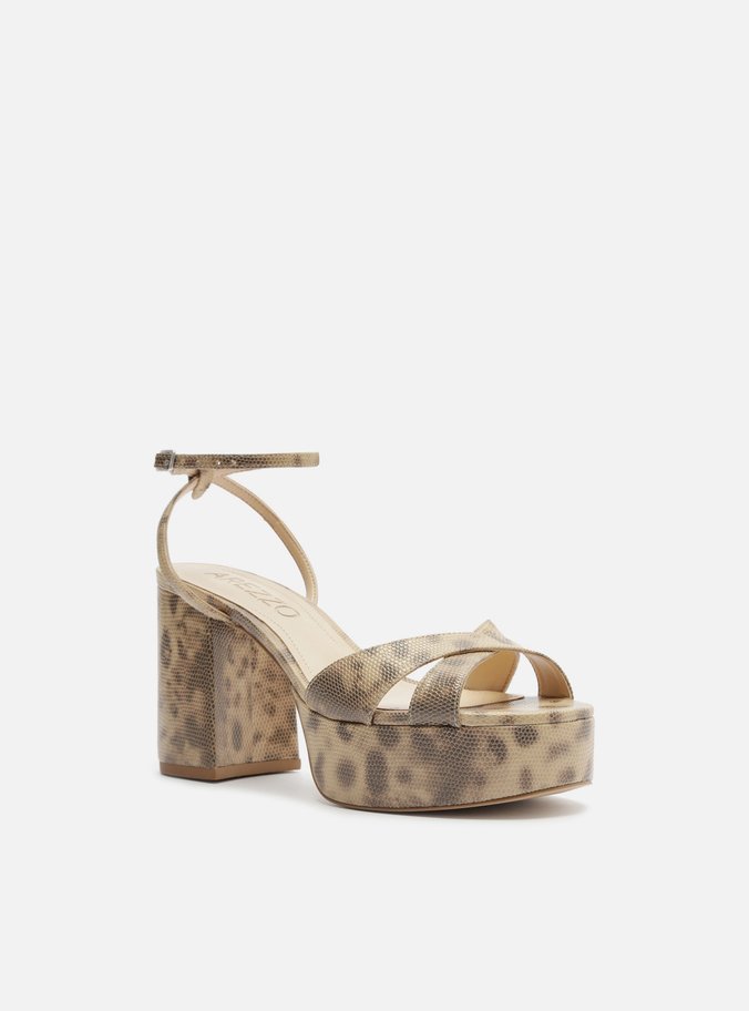 Sandália Animal Print Meia Pata Salto Bloco Esther