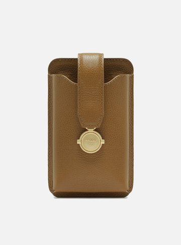 Mini Bag Caramelo Couro Porta-Celular Medalha