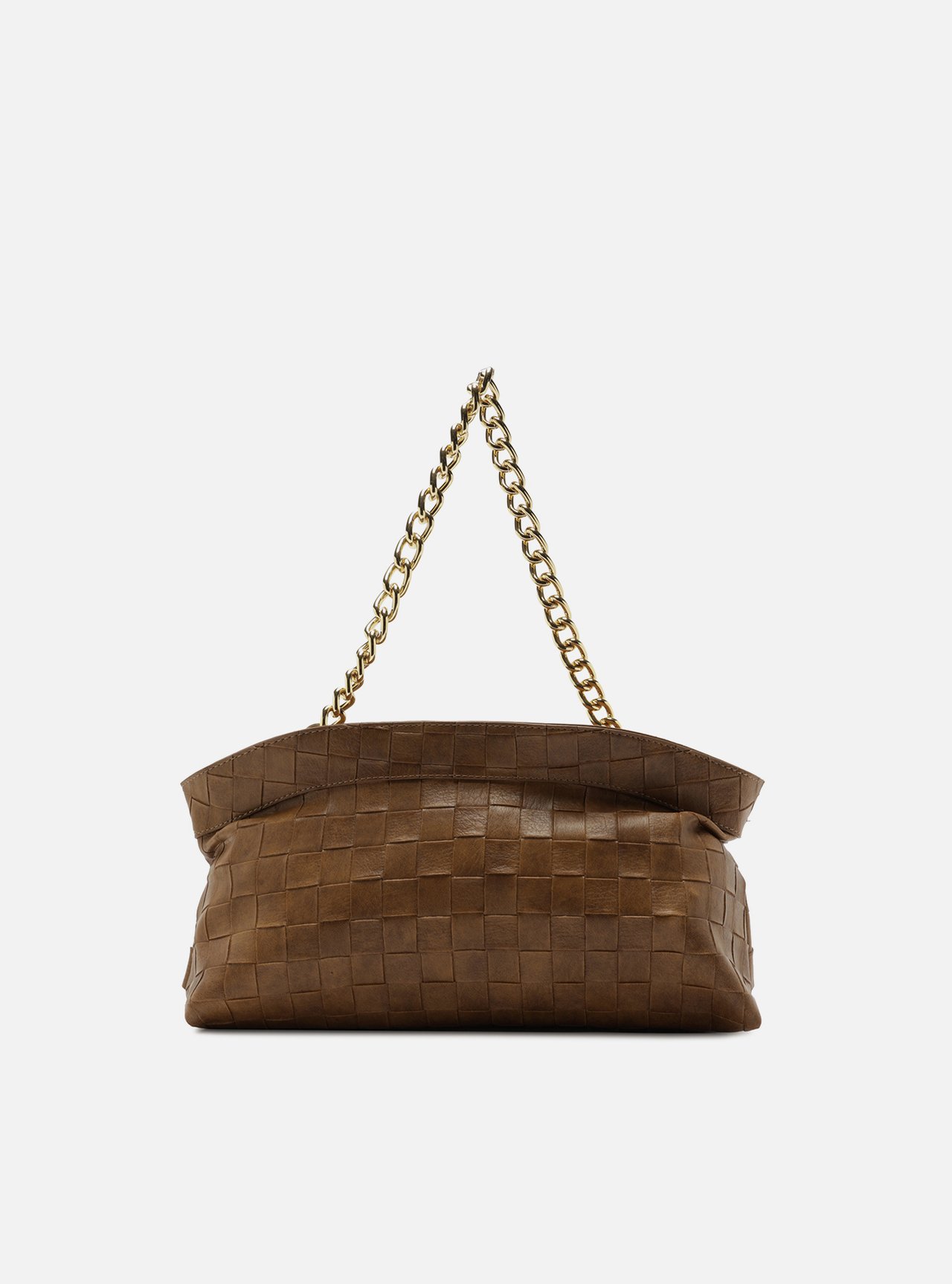 Bolsa Shoulder Marrom Média Tressê Alça Corrente — foto 1
