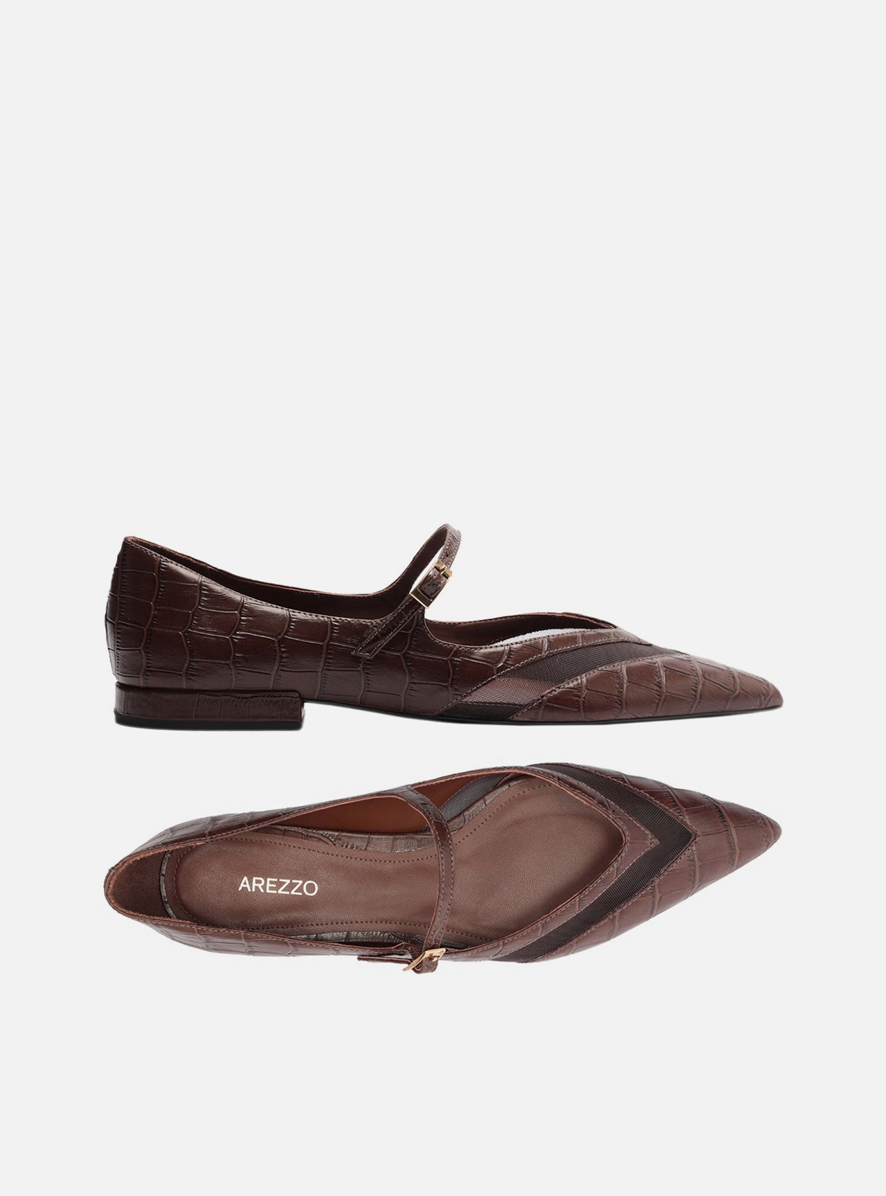 Sapatilha Marrom Croco Tela — foto 5