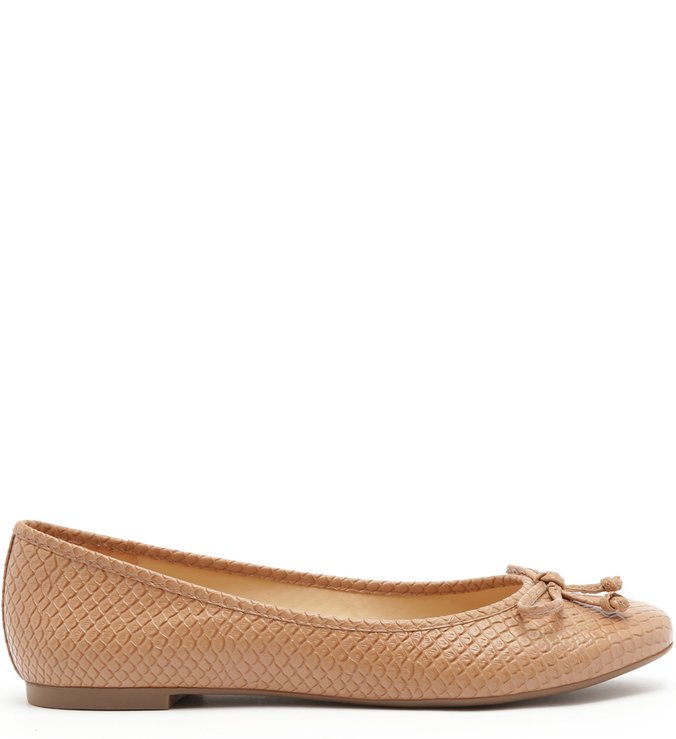 Sapatilha Bico Redondo Snake Tiny Bow Soft Avelã