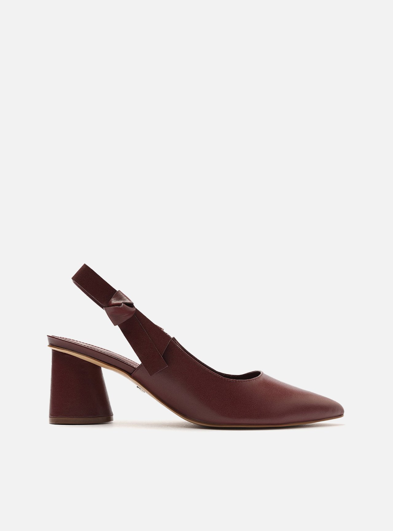 Scarpin Vermelho Couro Bloco Slingback Laço — foto 1