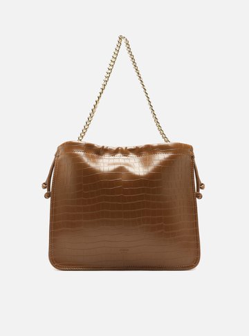 Arezzo — Bolsa Tote Marrom Média Croco Corrente