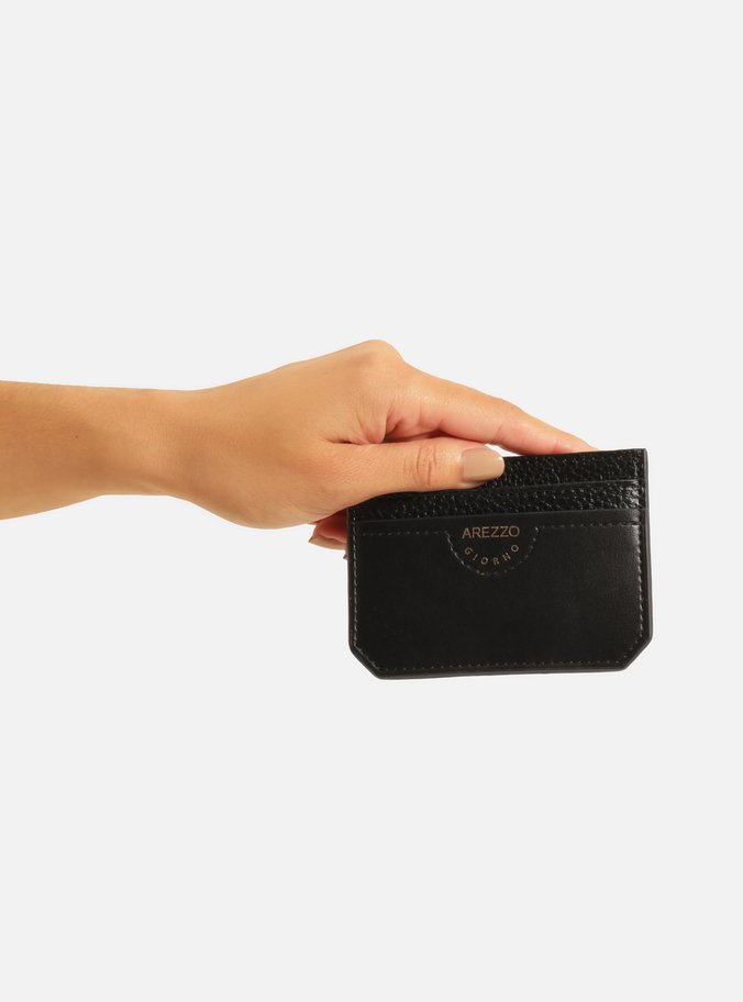 Porta-Cartão Preto Detalhe Liso