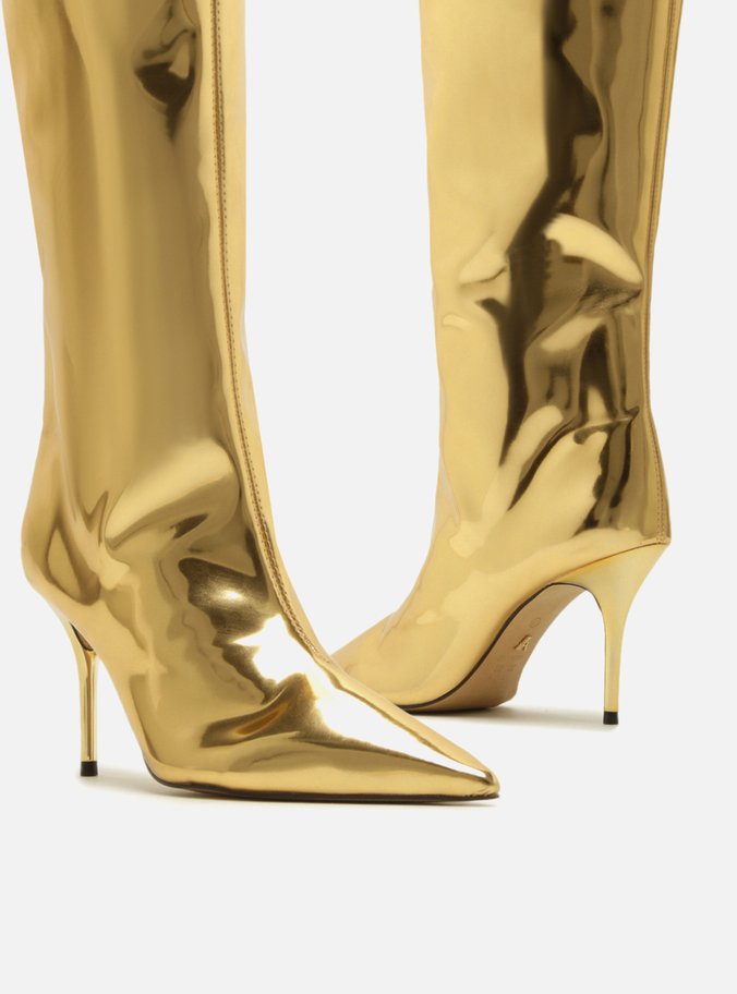 Bota Dourada Cano Longo Salto Fino