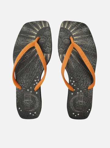 Chinelo de Dedo Jelly Multicolorido Tira Laranja Brizza