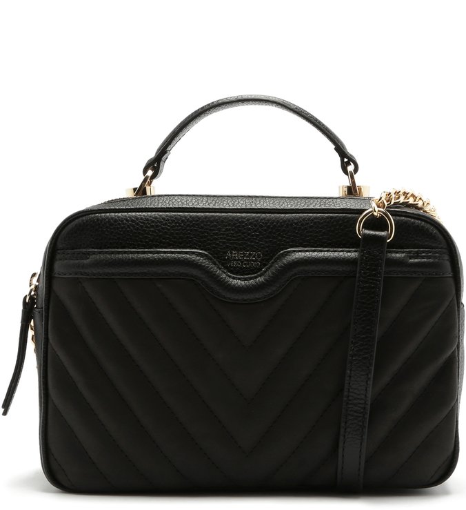 Bolsa Tiracolo Couro Francine Média Preta
