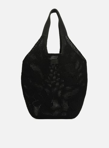 Bolsa Shopping Preta Crochê Mayra Glam Grande
