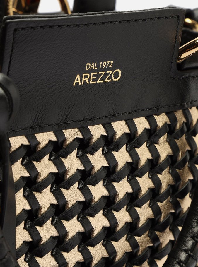 Bolsa Tote Preta Couro Abraccio Média Tressê