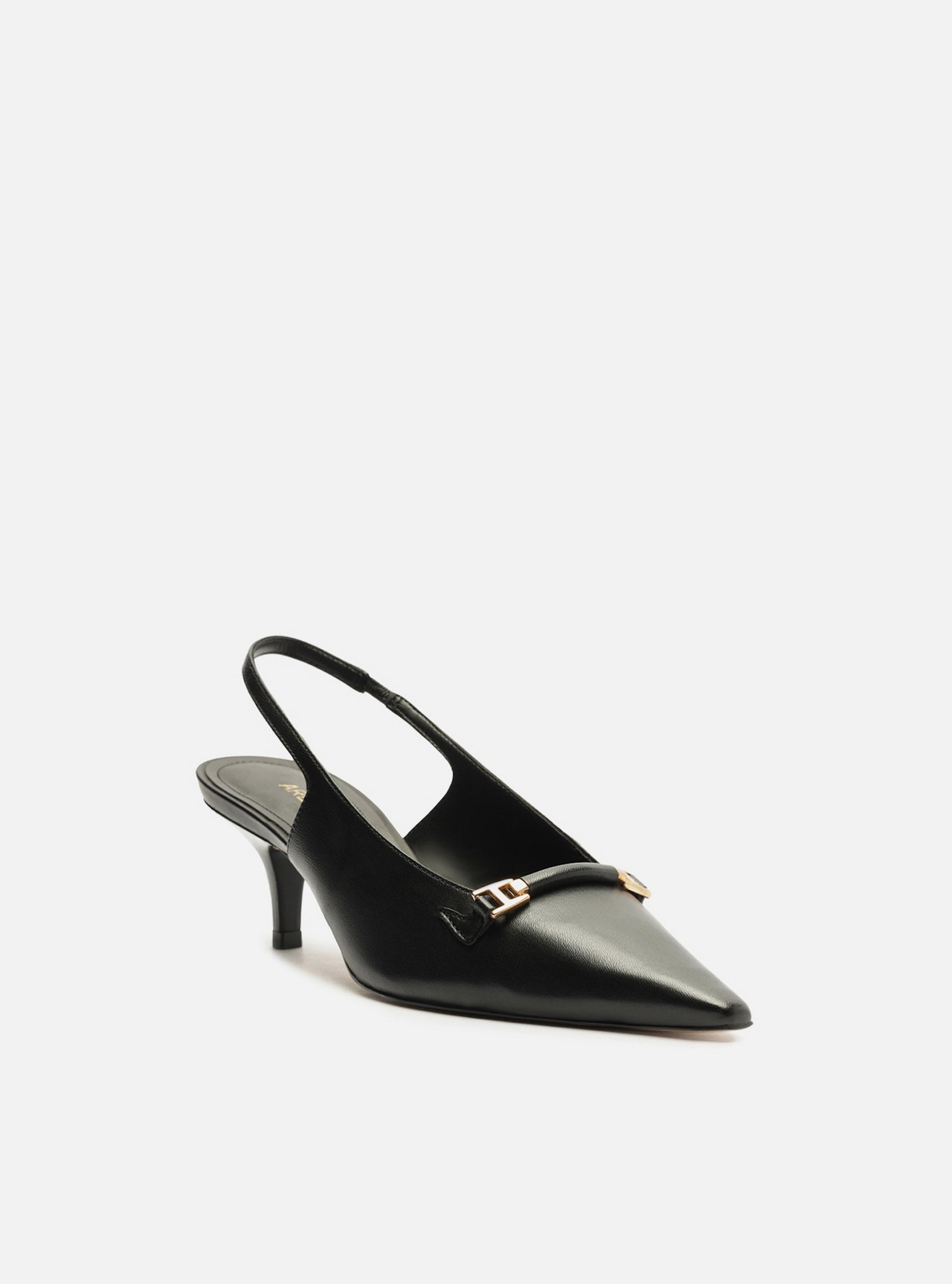 Scarpin Bico Fino Couro Salto Fino Metais Slingback — foto 2
