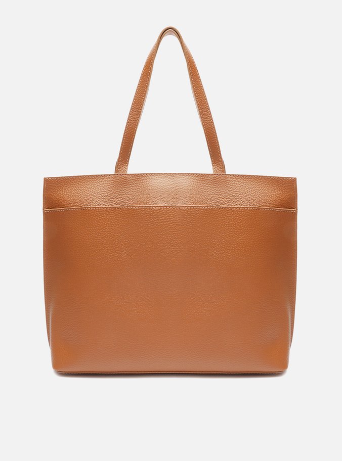 Bolsa Shopping Marrom Grande Alças Metais