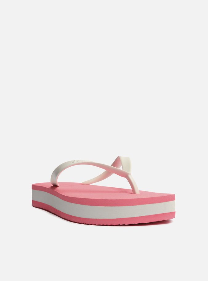 Chinelo Rosa Neon e Branco Plataforma Brizza