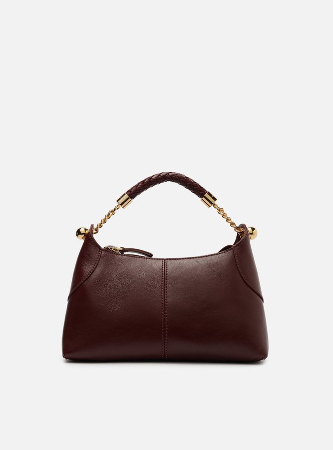 Bolsa Tiracolo Vinho Couro Média Alça Trança