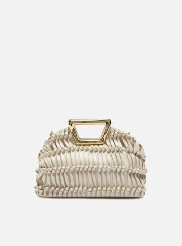 Bolsa Tiracolo Branca Couro Média Alça Metal