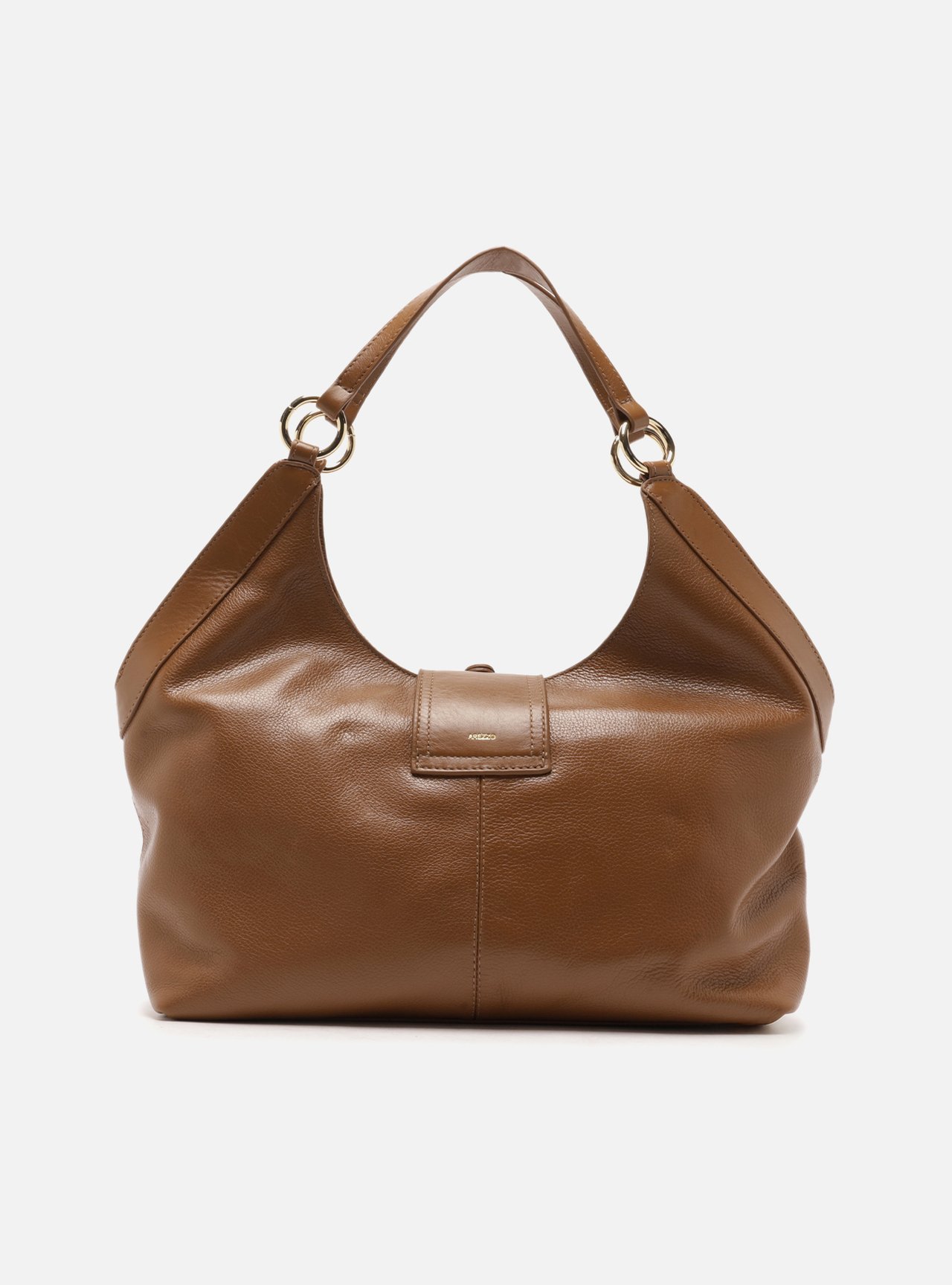 Bolsa Hobo Marrom Couro Grande Metais Dourados — foto 3