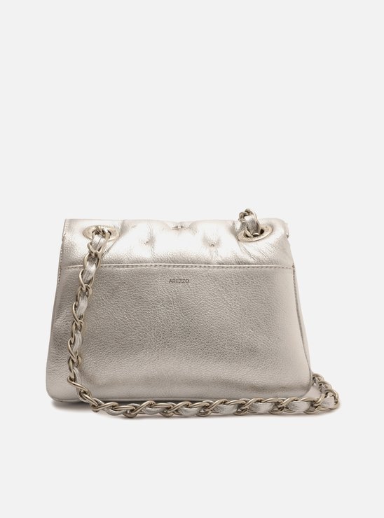 Bolsa Tiracolo Prata Couro Mizz Stone Pequena