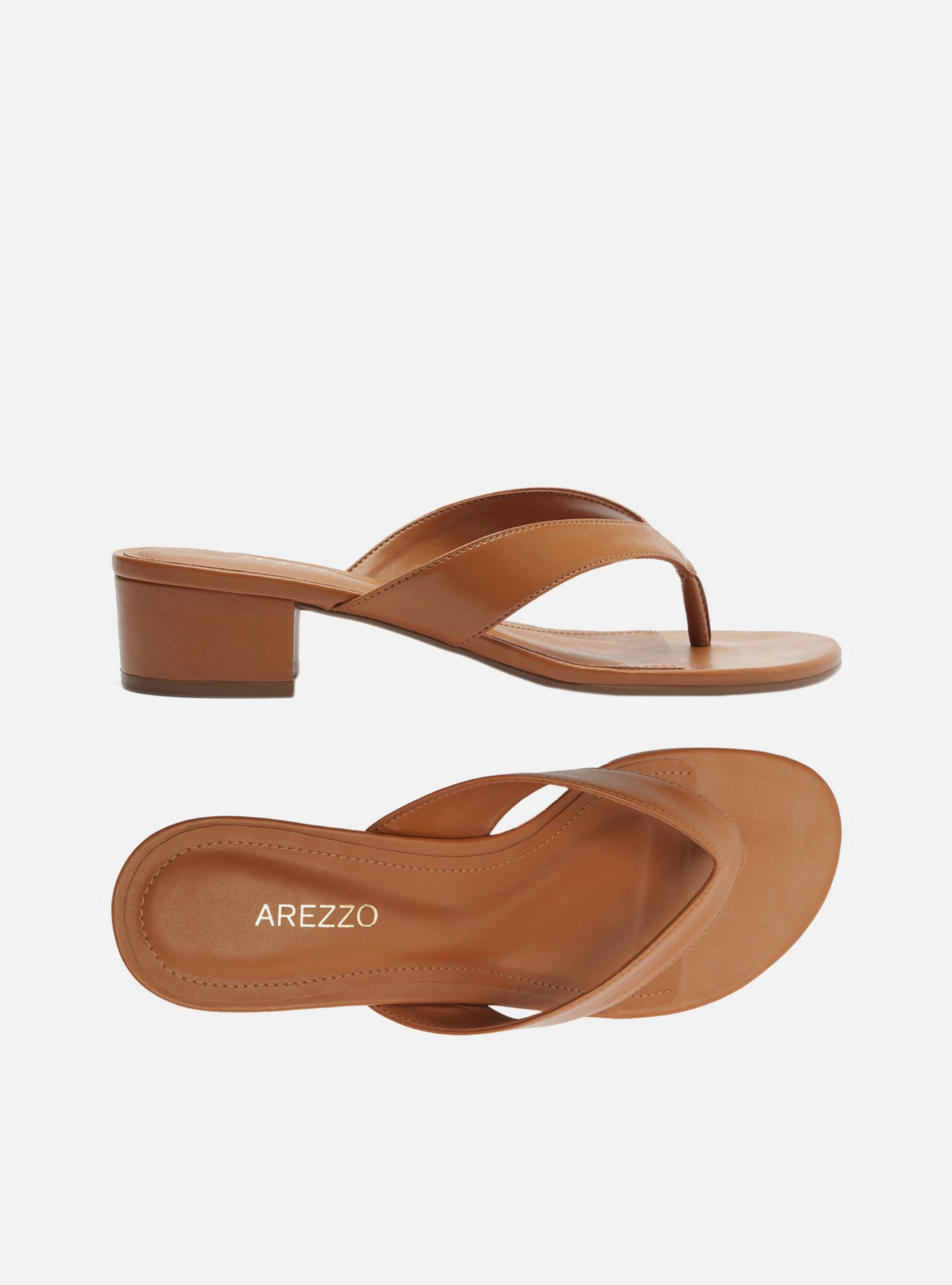 Tamanco Marrom Salto Baixo Tiras Flip Flop — foto 6