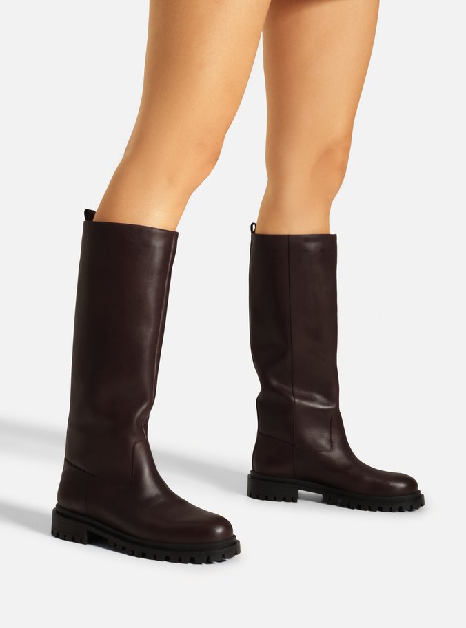 Bota Marrom Couro Cano Longo Tratorada Montaria