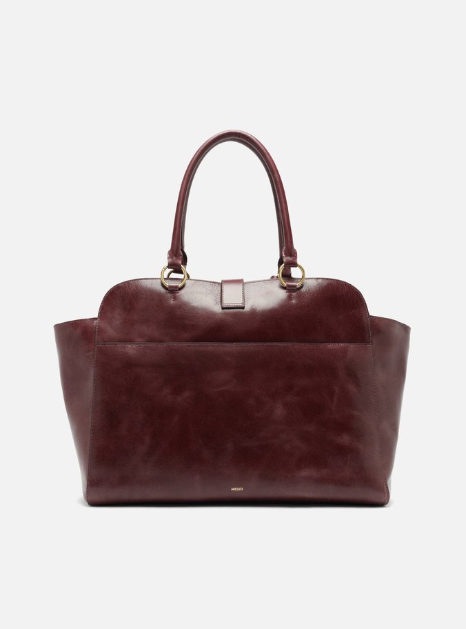 Bolsa Tote Vermelha Couro Estonado Grande Metal