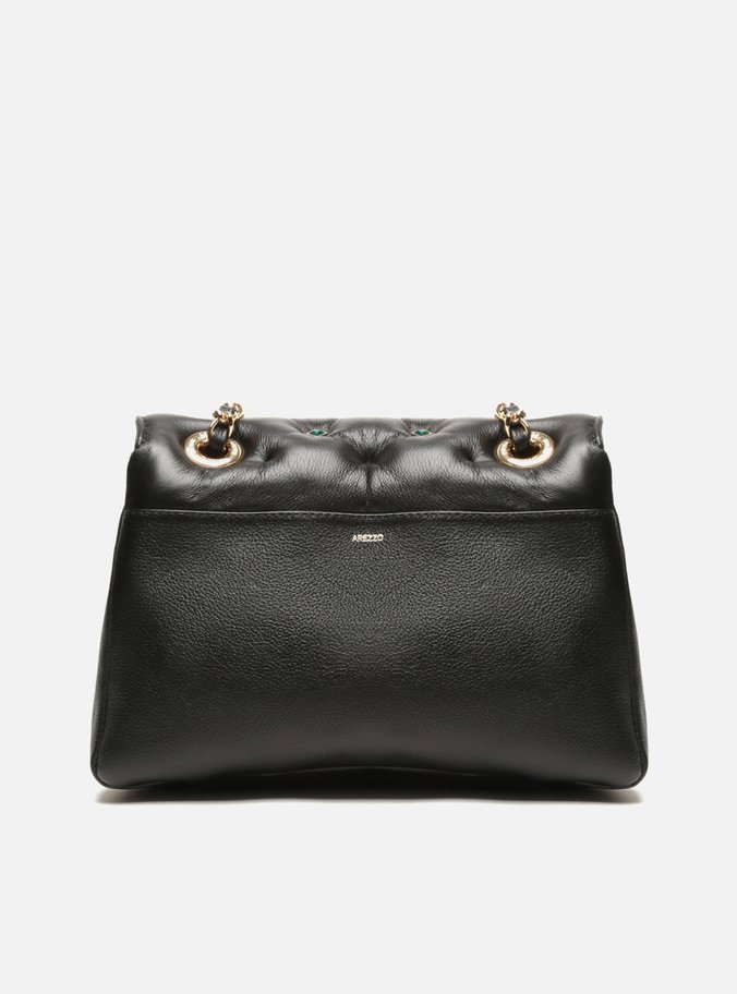 Bolsa Tiracolo Preta Couro Mizz Stones Média